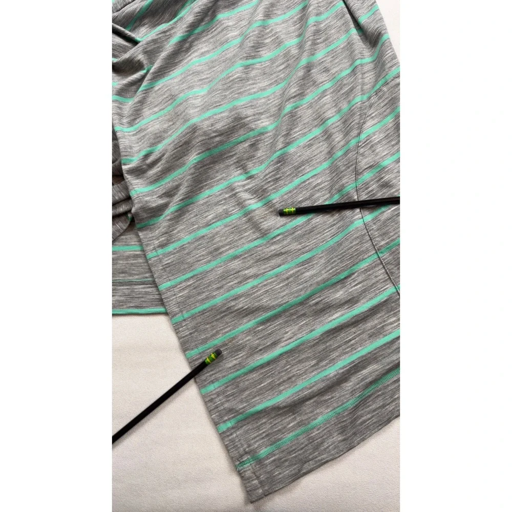 Icebreaker Merino‎ Wool Striped Wrap Cardigan Grey Mint Green SCT-SHSS14APRB Med